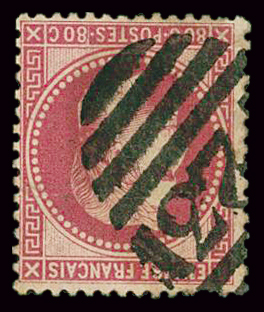 N°32 80c rose, obl. anglaise 723 Southampton, léger