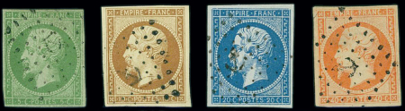 N°12, 13, 14, 16 : les 4 timbres avec obl. ancre, B/TB.