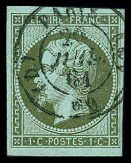 N°11 1c olive, obl. cachet à date de Paris 1861, TTB