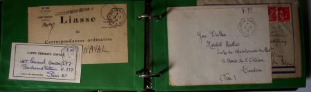 Album Safe format FDC contenant 76 plis majorité poste navale 1939 - 45 dont CAD Marseille-naval (1939), bureau n°24 (Casablanca 1939) + griffe "SM redoutable", CAD hex "Cuirassé Paris" (1927), croiseur Algérie (1939), c