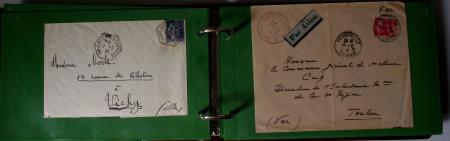 Album Safe format FDC contenant 76 plis majorité poste navale 1939 - 45 dont CAD Marseille-naval (1939), bureau n°24 (Casablanca 1939) + griffe "SM redoutable", CAD hex "Cuirassé Paris" (1927), croiseur Algérie (1939), c