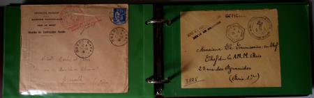 Album Safe format FDC contenant 76 plis majorité poste navale 1939 - 45 dont CAD Marseille-naval (1939), bureau n°24 (Casablanca 1939) + griffe "SM redoutable", CAD hex "Cuirassé Paris" (1927), croiseur Algérie (1939), c