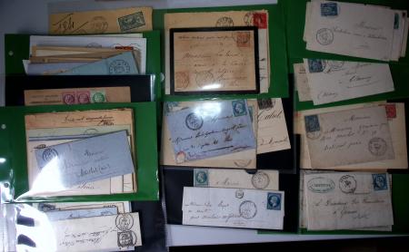 Ensemble de 510 lettres de  la Nièvre pour la plupart période 1850-1900 classées par localités d'Aniezy à Villaporçon, dont nombreux CAD perlés type 22 et 24. TB lot