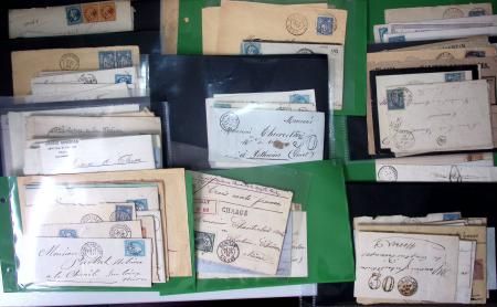 Ensemble de 510 lettres de  la Nièvre pour la plupart période 1850-1900 classées par localités d'Aniezy à Villaporçon, dont nombreux CAD perlés type 22 et 24. TB lot