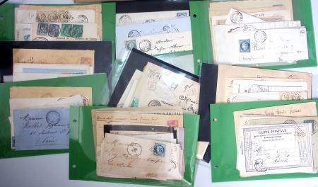 Ensemble de 510 lettres de  la Nièvre pour la plupart période 1850-1900 classées par localités d'Aniezy à Villaporçon, dont nombreux CAD perlés type 22 et 24. TB lot