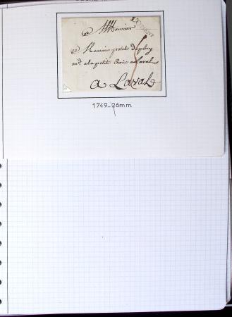 Album noir de 67 plis de Lorient (1749 - 1901) : marques postales, lettres classqiues dont AFF composés, type Sage