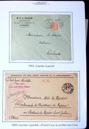 Album de 89 plis de Lorient (1901 - 1988) dont lettre de Lorient pour Vannes (1961) distribuée en 1963 avec griffe "Courrier accidentellement retardé dans le service"