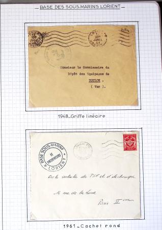 Album de 22 lettres de la poste navale de Lorient dont 1er jour de Lorient commandos marine (1.7.1969) et Lorient force amphibie marine (17.4.1968) + lettres de Keryado (9) - Caudan (6) - Lanester (11) - Lann Bihoué (6)