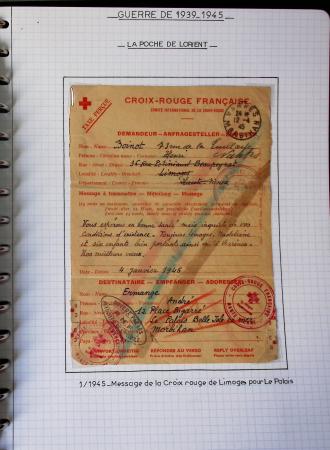 13 lettres de la poche de Lorient dont griffe "acheminable" et 2 messages Croix-Rouge