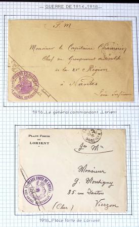 Album noir de 64 marques 1914 - 1918 de Lorient dont cachets d'hôpitaux