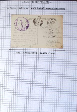 Album noir de 110 plis du Morbihan avec marques militaires 1914 - 1918 dont unités forestières et mission près l'armée américaine à Meucon