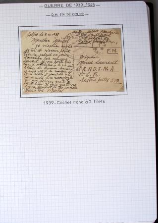 Album de 81 plis de la guerre 1939 - 1945 dans le Morbihan dont une lettre de Vannes avec recommandation d'office pour le Maréchal Pétain, 9 hopitaux, ecole pilotage 21 de Vannes repliée ensuite à Bruges (Basses-Pyrénées