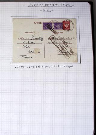 Album de 81 plis de la guerre 1939 - 1945 dans le Morbihan dont une lettre de Vannes avec recommandation d'office pour le Maréchal Pétain, 9 hopitaux, ecole pilotage 21 de Vannes repliée ensuite à Bruges (Basses-Pyrénées