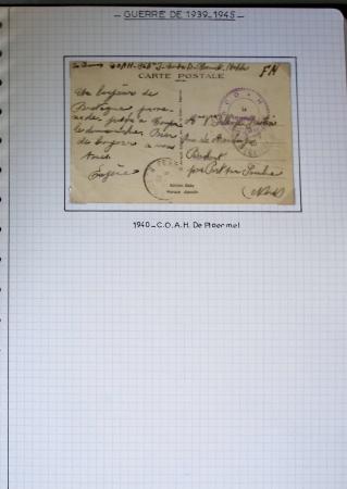 Album de 81 plis de la guerre 1939 - 1945 dans le Morbihan dont une lettre de Vannes avec recommandation d'office pour le Maréchal Pétain, 9 hopitaux, ecole pilotage 21 de Vannes repliée ensuite à Bruges (Basses-Pyrénées