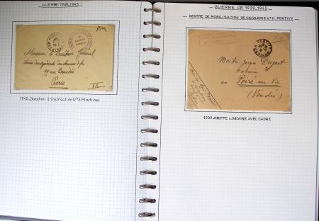 Album de 81 plis de la guerre 1939 - 1945 dans le Morbihan dont une lettre de Vannes avec recommandation d'office pour le Maréchal Pétain, 9 hopitaux, ecole pilotage 21 de Vannes repliée ensuite à Bruges (Basses-Pyrénées