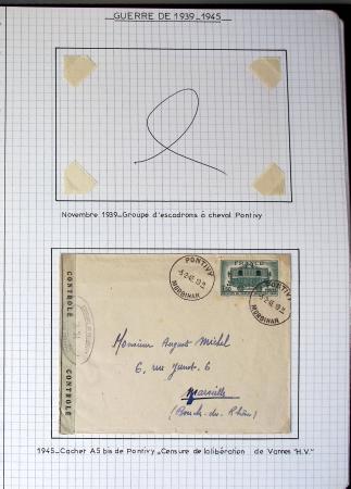 Album de 81 plis de la guerre 1939 - 1945 dans le Morbihan dont une lettre de Vannes avec recommandation d'office pour le Maréchal Pétain, 9 hopitaux, ecole pilotage 21 de Vannes repliée ensuite à Bruges (Basses-Pyrénées