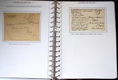 Album de 81 plis de la guerre 1939 - 1945 dans le Morbihan dont une lettre de Vannes avec recommandation d'office pour le Maréchal Pétain, 9 hopitaux, ecole pilotage 21 de Vannes repliée ensuite à Bruges (Basses-Pyrénées