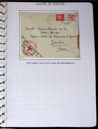 Album de 81 plis de la guerre 1939 - 1945 dans le Morbihan dont une lettre de Vannes avec recommandation d'office pour le Maréchal Pétain, 9 hopitaux, ecole pilotage 21 de Vannes repliée ensuite à Bruges (Basses-Pyrénées