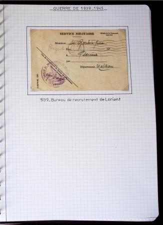 Album de 81 plis de la guerre 1939 - 1945 dans le Morbihan dont une lettre de Vannes avec recommandation d'office pour le Maréchal Pétain, 9 hopitaux, ecole pilotage 21 de Vannes repliée ensuite à Bruges (Basses-Pyrénées