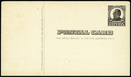 USA. Entier carte postale 1c noir neuf avec au verso repiquage "Friendship Lodge n°56" (vers 1925). TB