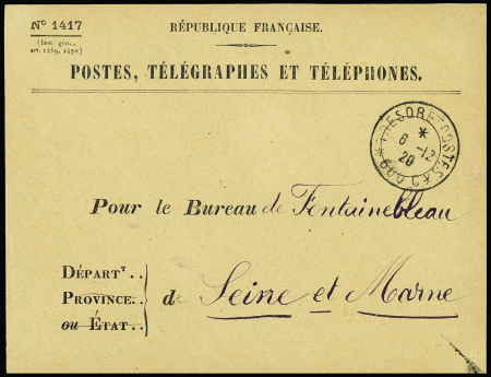 Devant un PTT n°1417 avec CAD "Trésor et postes 600C" (1920 - payeur mobile de Tripoli). Rare et TB