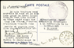 Débâcle : carte postale en franchise avec cachet violet avec déesse assise : "Bureau de recrutement de Chaumont - le commandant" + CAD "Le Fossat Ariège" (9.7.40). TB