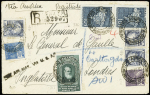 Brésil n°207 + 180 en paire + 353 + 376 OBL Pernanbuco (dec 1940) sur lettre recommandée avion pour le gén. De Gaulle. TB