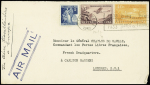 Cuba PA12 + divers OBL Habana (1940) sur lettre avec au verso mention imprimée "Comité des Français libres de Cuba" adressée au gén de Gaulle. TB