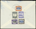 Equateur n°376 + 391 + PA88 + PA90 OBL Quito (1940) au verso d'une lettre par avion adressée au gén de Gaulle. TB