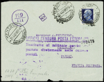 Italie n°234 OBL CAD "Mentone arrivi e partenze" (1942) sur lettre avec griffe violette de prélèvement de la carte d'identité, adressée à Paris. TB
