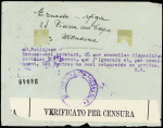 Italie n°234 OBL CAD "Mentone arrivi e partenze" (1942) sur lettre avec griffe violette de prélèvement de la carte d'identité, adressée à Paris. TB