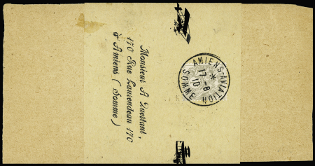 N°107 OBL CAD "Amiens-aviation Somme" (17.8.10) sur circulaire sous bande. TB