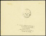 15.11.33 Maurice n°156 + 159 en paire + 177 sur lettre recommandée pour la Réunion avec au verso griffe noire "1ère liaison postale aérienne Réunion Maurice raid Samat escadrille de 3 avions voyage de retour (Muller Maur
