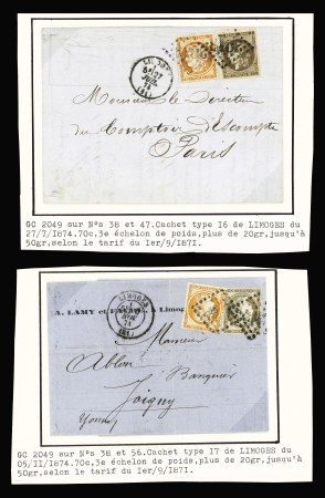 11 lettres de Limoges avec GC 2049 dont n°47 + 31, n°47 + 38. TB