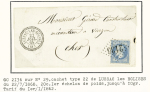 2 lettres et 1 carte postale avec GC 2136 + T22 (2) et T17 (1). TB