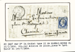 Magnac-Bourg : 2 lettre : n°10 OBL PC 1827 + cursive "81 Magnac-Bourg" et n°14 OBL PC 1827 + T22 (1856). TB