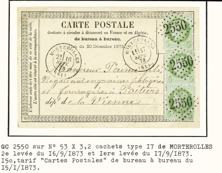 Morterolles : 4 lettres : PC 2173 (1) et GC 2550 (3). TB