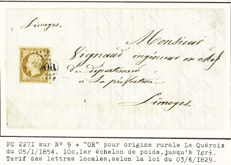 2 lettres avec PC 2271 dont l'une AFF n°9. B à TB