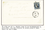 Rochechouart : 2 lettres avec PC 2700 et 1 lettre AFF n°55 + 60 OBL T16 Rochechouart (1874). TB