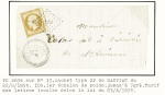 2 lettres : n°1 OBL PC 2836 + cursive "81 Sauviat" + dateur B (1852) et n°13 OBL PC 2836 + T22 Sauviat (1859). TB