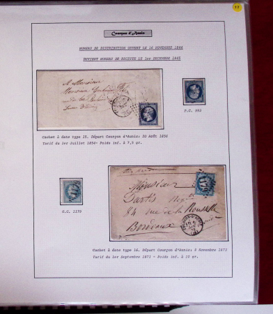 103 lettres classiques affranchies OBL PC et GC en 2 albums Safe de Archiac à Jonzac et Loulay à Surgères