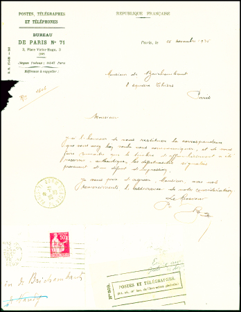 Curiosité : n°283 OBL Paris 96 (15 nov 35) considé
