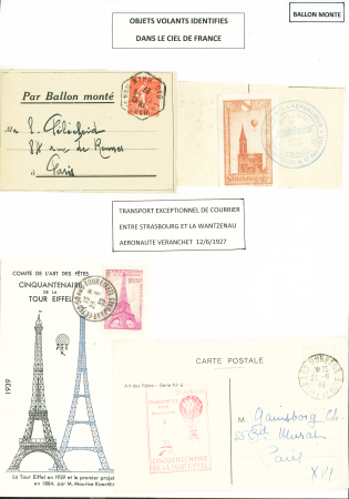 6 plis par ballon dont lettre du 2.7.1951 commémor