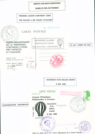 6 plis par ballon dont lettre du 2.7.1951 commémor