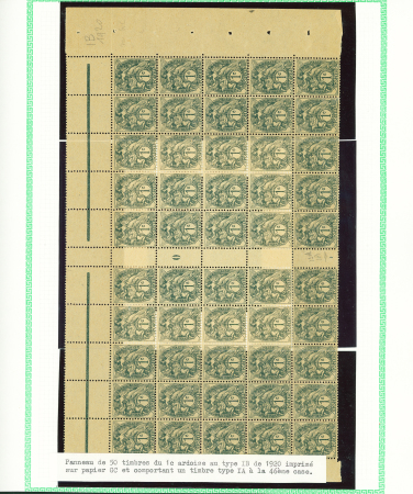 N°107A, panneau de 50 timbres au 1c ardoise au typ