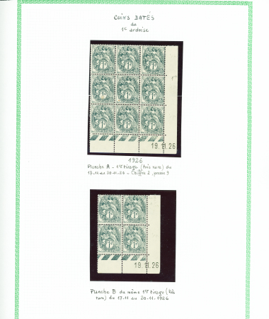 N°107A, 32 blocs de 4 avec coins datés dont 2 rare