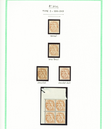 N°110, 4c brun-jaune, sur 10 pages d'album : nuanc