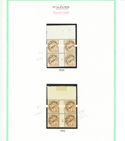 Préo n°40, 2 blocs de 4 millésimes 4 et 5, **, TB