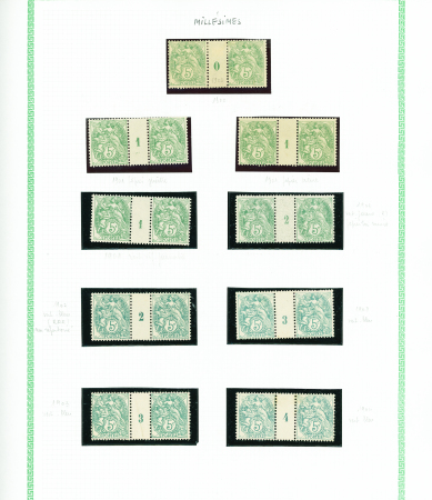 N°111, 22 paires avec millésimes, **/*, TB