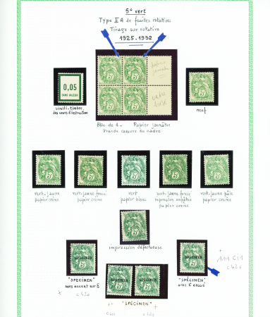 N°111, diverses variétés sur une feuille d'album d